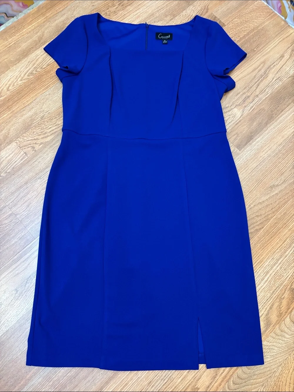 Connected Apparel Vibrant Royal Blue Square-Neck Midi Dress Size 16
